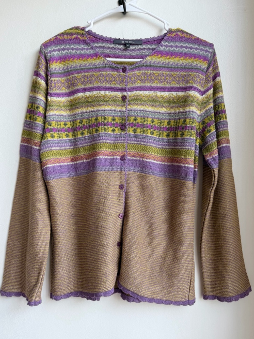 Sol Alpaca Silk Cardigan Sweater Women  Size M Multicolor  Button Front